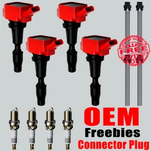 4X OEM Ignition Coil & Spark Plugs & w/plugs For Kia Optima Hyundai Sonata UF764 - Picture 1 of 18
