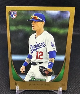 2011 Bowman Draft Gold Los Angeles Dodgers Baseball #109 Justin Sellers Rookie - Picture 1 of 2