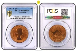 AUSTRALIA 1962 PENNY PERFECT PROOF PCGS PR65 GRADE KEY DATE LOW MINT FDC - Picture 1 of 1