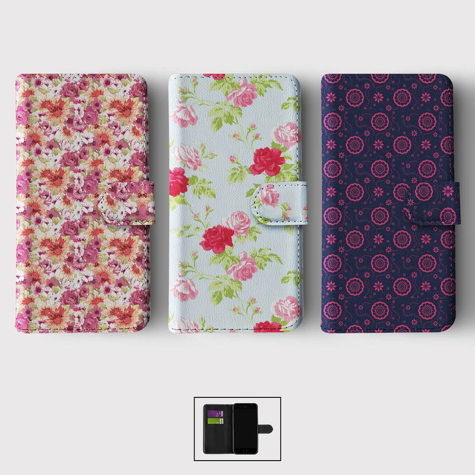 CASE FOR IPHONE 16 16E 15 14 12 12 SE PRO WALLET FLIP PHONE COVER FLORAL VINTAGE - Image 1 of 1