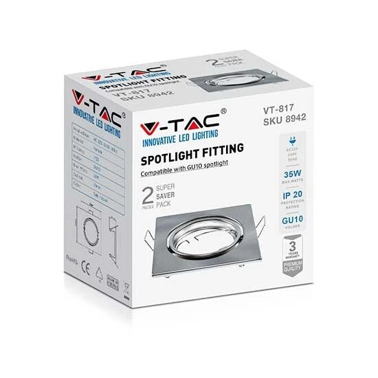 V-TAC VT-817 Portafaretto led da incasso orientabile quadrato metallo nickel sat