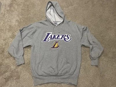Moletom com capuz vintage Majestic NBA masculino tamanho GRANDE Los Angeles Lakers cinza - Imagem 1 de 4