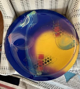 Vintage Abstract Art Ceramic Pottery Plate Wall Decor Michael Kifer 1990s 24.5”D - Picture 1 of 10