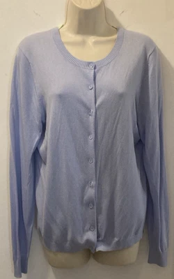 Lord & Taylor Cárdigan Grande Periwinkle Suéter Mezcla Algodón 25-544-1 Foto 1 de 4
