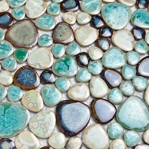 Pebble Porcelain Mosaic Tile for Bathroom, Shower Floor & Kitchen Backsplash - Picture 1 of 8
