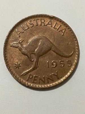 👀AUSTRALIAN 1955 PENNY COIN HIGH GRADE AUNC SCARCE 👀 - Image 1 of 2