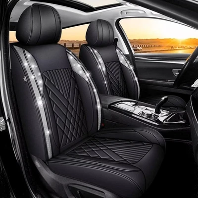 PU Leather Seat Covers For Nissan Maxima 2011-2025 Black Pad Bling Diamond — 第 1/4 张图片
