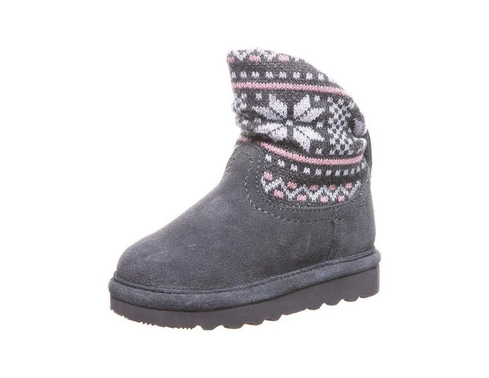 Bearpaw Casual Boots Girls Virginia Slouchy 10 Child Charcoal 2133T