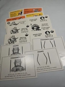 8 pares de 16 cartas Monopoly ir/salir de la cárcel tarjetas Star Wars, más - Imagen 1 de 9