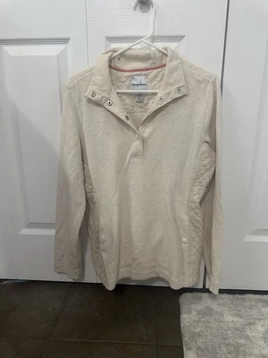 女式 Tommy Bahama 绗缝长袖。 彩色面霜 M 码 — 第 1/3 张图片