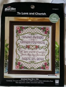 Bucilla "To Love and Cherish" gezähltes Kreuzstich-Set Hochzeit 8"x10" - Bild 1 von 4