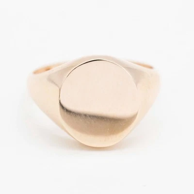 Oval Shiny Signet Ring Real Solid 10K Rose Gold All Sizes - Image 1 of 4