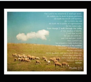 MDG - Religious 23rd Psalm Digital Quilting And Crafting Fabric Panel - Picture 1 of 2
