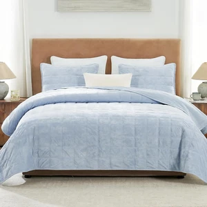 Velvet Quilt King Size, Luxury Bedspread Bedding Set, Ultra Soft Coverlet Oversi - Picture 1 of 6