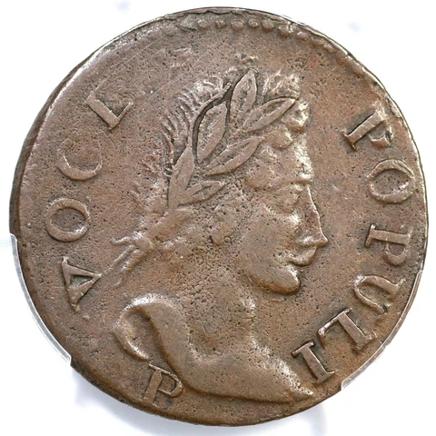 1760 N-14 R-6 PCGS XF 40 P Below Voce Populi Colonial Copper Coin 1/2p Cover