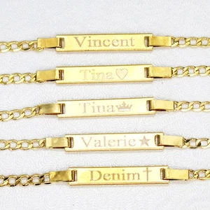 18K Gold Filled Personalisiertes Baby Armband mit Namen Gravur Geschenk für Mädchen - Bild 1 von 9
