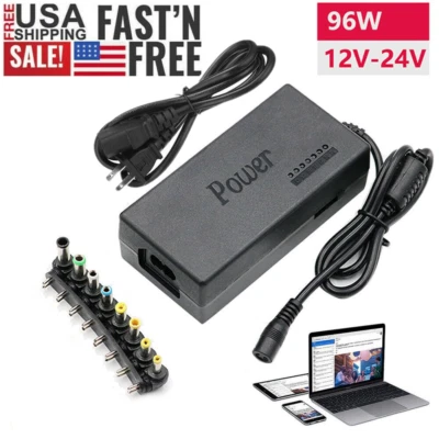 96W Universal Laptop Charger Adapter For Notebook 12-24V Adjustable Power Supply - Image 1 of 4