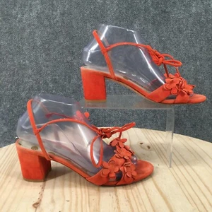 Boden Sandals Womens 38 Strappy Orange Leather Heels Casual Open Toe Floral - Picture 1 of 16