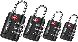 4 Pack TSA Approved Luggage Locks, Combination Travel Padlock, 3-Digit Waterproo - Picture 1 of 5