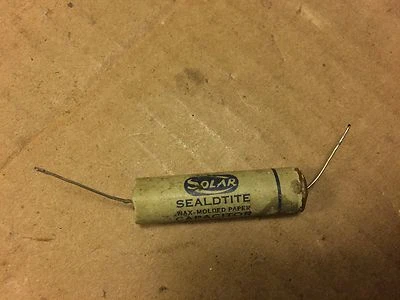 Tapa de tono de guitarra de papel condensador vintage Solar Sealdtite .02 uf 600v PROBADA .035 Foto 1 de 4