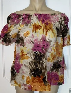 Allison Taylor 100% Linen Multicoloured Blouse Top Size-M - Picture 1 of 6