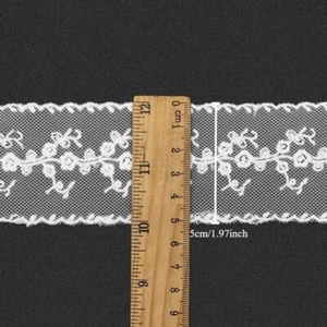 13.7m Bianco Pizzo Bordo Rete Cotone Nastro Floreale Ricamo Cucito Craft 5cm - Foto 1 di 8