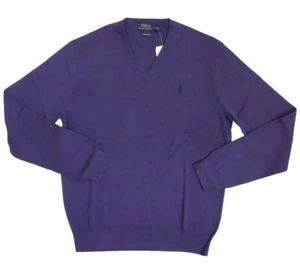 98 $ Polo Ralph Lauren klassischer lila Urlaubspullover Pima-Baumwolle V-Ausschnitt Pony M - Bild 1 von 6