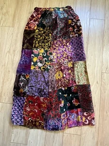 Vintage F.A. Chatta Ltd Velvety Patchwork Hippie Maxi Skirt - Picture 1 of 8