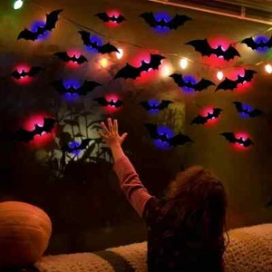 NEW 6pcs, 3D LED Halloween Bat Decor - Waterproof Indoor, outdoor - Picture 1 of 7