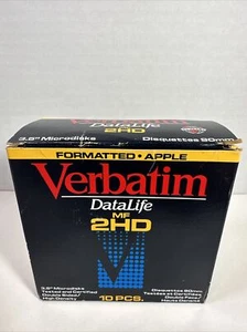 Verbatim Datalife MF 2HD Pack of 10 3.5” Micro disks  Formatted For Apple NIB - Picture 1 of 10