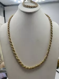 Trifari Gold Plated Mesh Twisted Rope Chain Necklace Bracelet Set Vintage - Picture 1 of 4