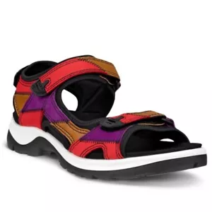 Ecco Yucatan Offroad Sandals Hiking Multicolor Hibiscus Women Sz 9 - Picture 1 of 3