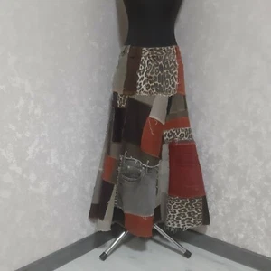 Falda vaquera patchwork, Falda larga casual de vaqueros raídos - Imagen 1 de 10