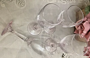 6 Vintage Pink & Clear Stems Adorable Small Shot Cordial Wine Glass 5" X 1 1/2" - Picture 1 of 5