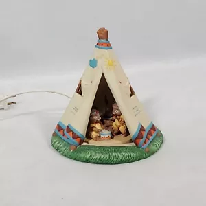 Vintage 1991 Enesco "Friends of the Feather" Indianer Tipi Tipi Nachtlicht - Bild 1 von 12