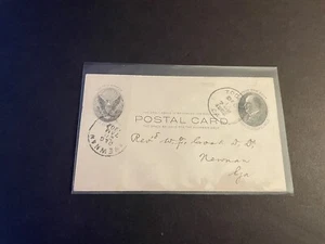 US 1902 Postal Card  w/ Georgia Small Town CXL (F)  Toccoa GA to Newman GA +Msg - Picture 1 of 1