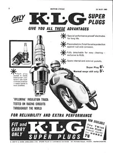 1963 Advert for K.L.G Motor Cycle Spark Plugs Vintage Original Print Ad Ephemera - Picture 1 of 1