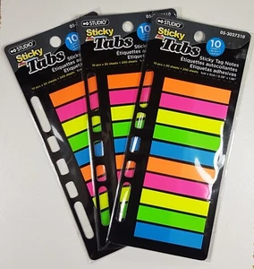 3x 200 Neon Sticky Tabs Notes Asorted Color Tag Orange Pink Yellow Green Blue. - Imagen 1 de 3
