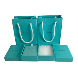 Tiffany & Co Gift Bags and Boxes With White Ribbon Set of Two