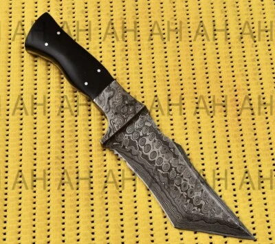 HANDMADE DAMASCUS TRACKER KNIFE HUNTING SURVIVAL FIXED TANTO BLADE KNIFE - Image 1 of 4
