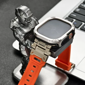 PC+TPU Case Cover For Apple Watch Ultra 2/1 49mm 98765 Metal+Silicone Band Strap - Picture 1 of 24