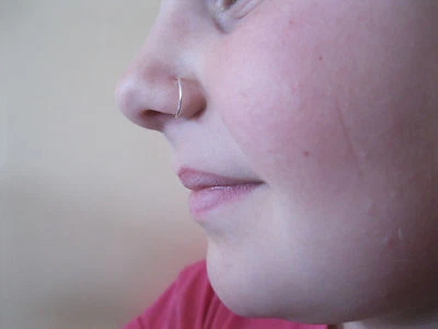   Silver 14mm  Endless Hoop Nose Ring / Cartilage, Helix, Tragus..Earring - Image 1 of 2