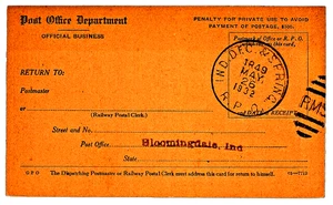 🚩 Briefmarke 1932 IND DEZ & FRÜHLING RPO Postkarte - - Bild 1 von 4