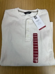 NWT Member's Mark Men's Waffle Knit Soft Thermal Henley Delicate Ivory XL White - Picture 1 of 6
