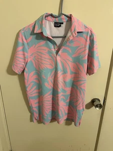 Men’s golf polo shirt Sunday swagger s small barely worn pink blue - Picture 1 of 4