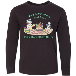 Inktastic My Grandma And I Are Baking Buddies Youth Long Sleeve T-Shirt Baker - Picture 1 of 3