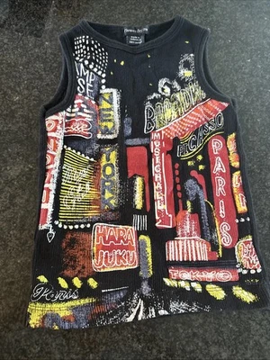 Цветы на Zoe черный ребристый футболка/майка окрашены потрясающий! Размер 4 - Изображение 1 из 4