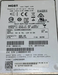 HUSMM1680ASS201 HGST 800GB 0B32141 2.5" SAS Server SSD - Picture 1 of 2