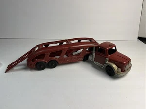 Vintage Hubley Kiddie rot Metall Spielzeug Transport Sattelzug, Anhänger & Rampe 50’er - Bild 1 von 18
