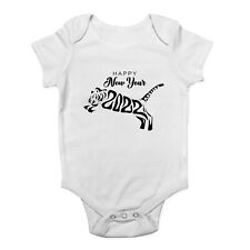 Happy Chinese New Year-Tiger 2022 In Black Baby Grow Vest Bodysuit Boys Girls